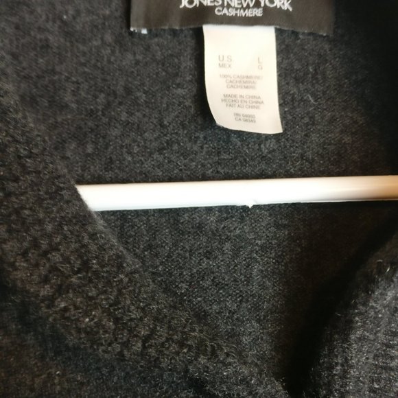 GRAY STAND COLLAR PURE CASHMERE LONGSLEEVE SWEATER L with measurement - Picture 5 of 5